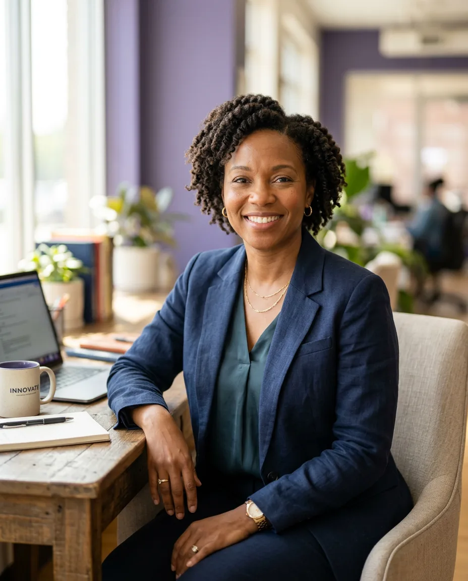 Valerie Morrell, founder of MERCREATORS, working in her studio